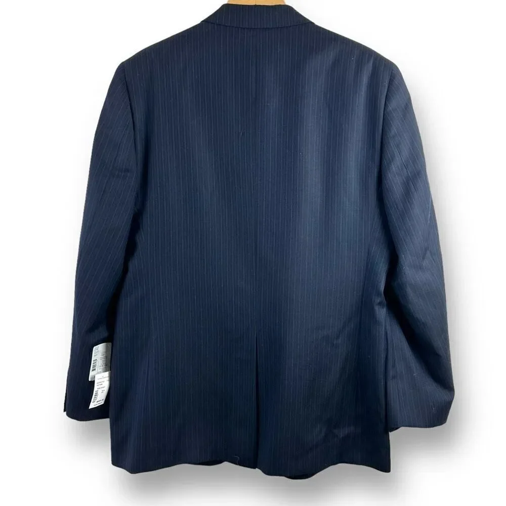 Jack Victor Men's 44L/38 Valentino CT Black Pinstripe Suit Set 100% Wool‎ New